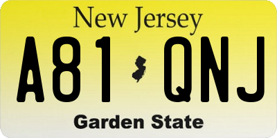 NJ license plate A81QNJ