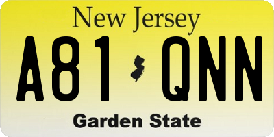 NJ license plate A81QNN