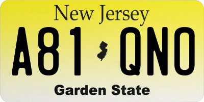 NJ license plate A81QNO