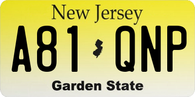 NJ license plate A81QNP