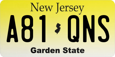 NJ license plate A81QNS