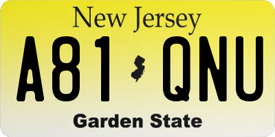 NJ license plate A81QNU