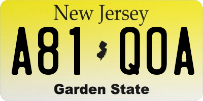 NJ license plate A81QOA