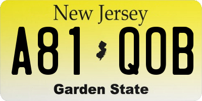 NJ license plate A81QOB