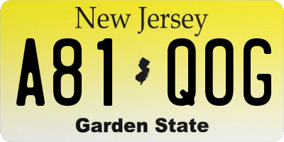 NJ license plate A81QOG