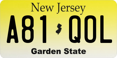 NJ license plate A81QOL