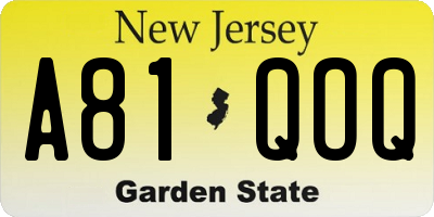 NJ license plate A81QOQ