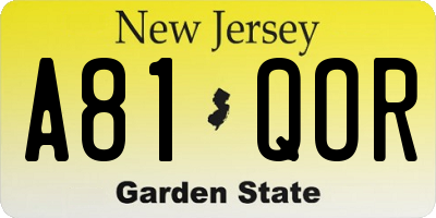 NJ license plate A81QOR