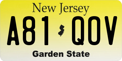 NJ license plate A81QOV