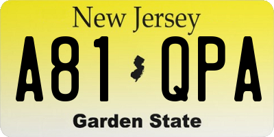 NJ license plate A81QPA