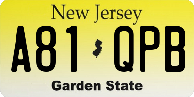 NJ license plate A81QPB