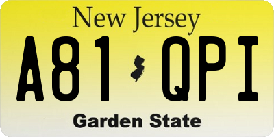 NJ license plate A81QPI