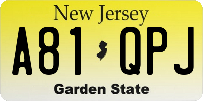 NJ license plate A81QPJ