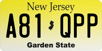 NJ license plate A81QPP