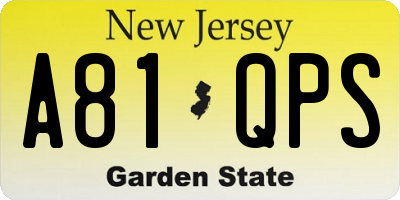NJ license plate A81QPS