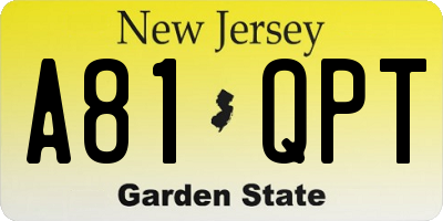 NJ license plate A81QPT