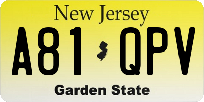 NJ license plate A81QPV