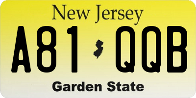 NJ license plate A81QQB