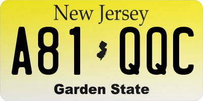 NJ license plate A81QQC