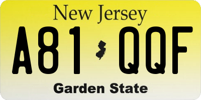 NJ license plate A81QQF