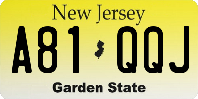 NJ license plate A81QQJ