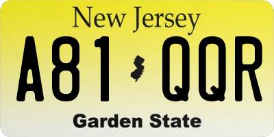 NJ license plate A81QQR