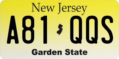 NJ license plate A81QQS