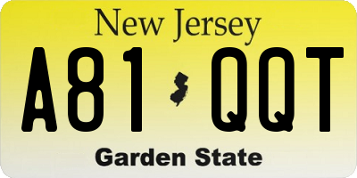 NJ license plate A81QQT
