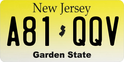 NJ license plate A81QQV