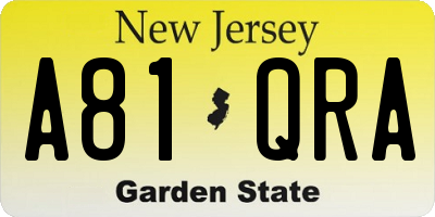 NJ license plate A81QRA