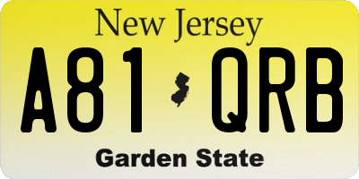 NJ license plate A81QRB