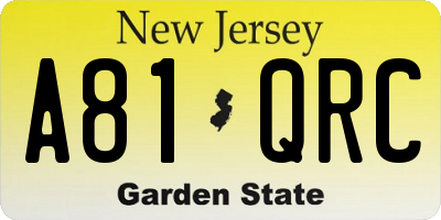 NJ license plate A81QRC