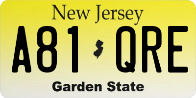 NJ license plate A81QRE