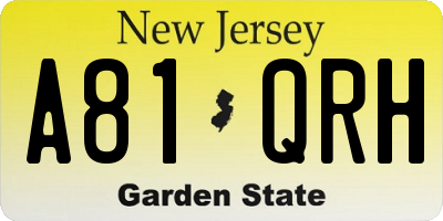 NJ license plate A81QRH