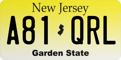 NJ license plate A81QRL