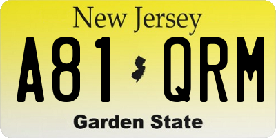 NJ license plate A81QRM