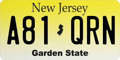 NJ license plate A81QRN