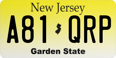 NJ license plate A81QRP