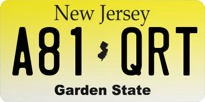 NJ license plate A81QRT