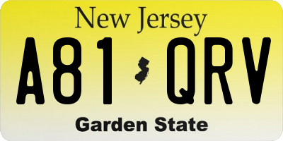 NJ license plate A81QRV