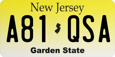NJ license plate A81QSA