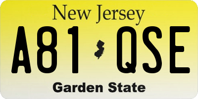 NJ license plate A81QSE