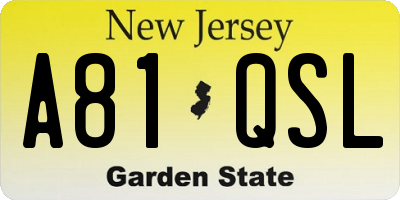 NJ license plate A81QSL