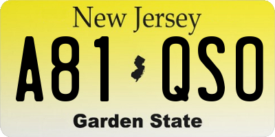 NJ license plate A81QSO