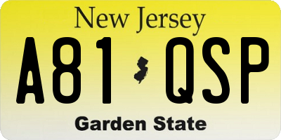NJ license plate A81QSP