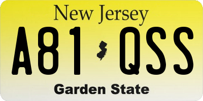NJ license plate A81QSS