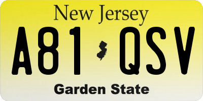 NJ license plate A81QSV