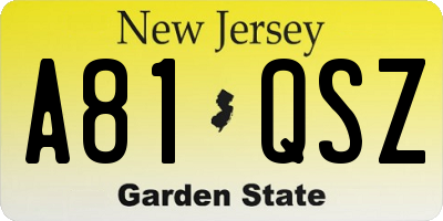 NJ license plate A81QSZ