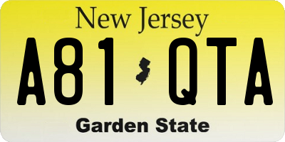 NJ license plate A81QTA
