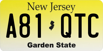 NJ license plate A81QTC